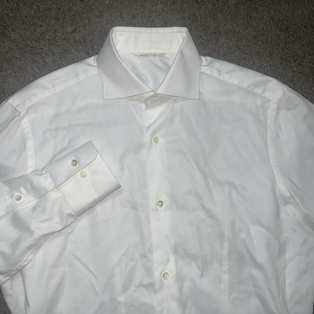 Suitsupply Dress Shirt Mens Small White Thomas Mason Egyptian Cotton Slim Fit